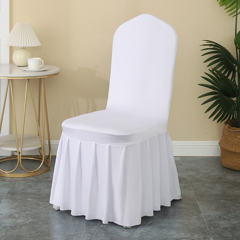 White Polyester Spandex Banquet Wedding White Chair Covers Hotel Meeting Elastic Chair Cover Dining Chair Covers