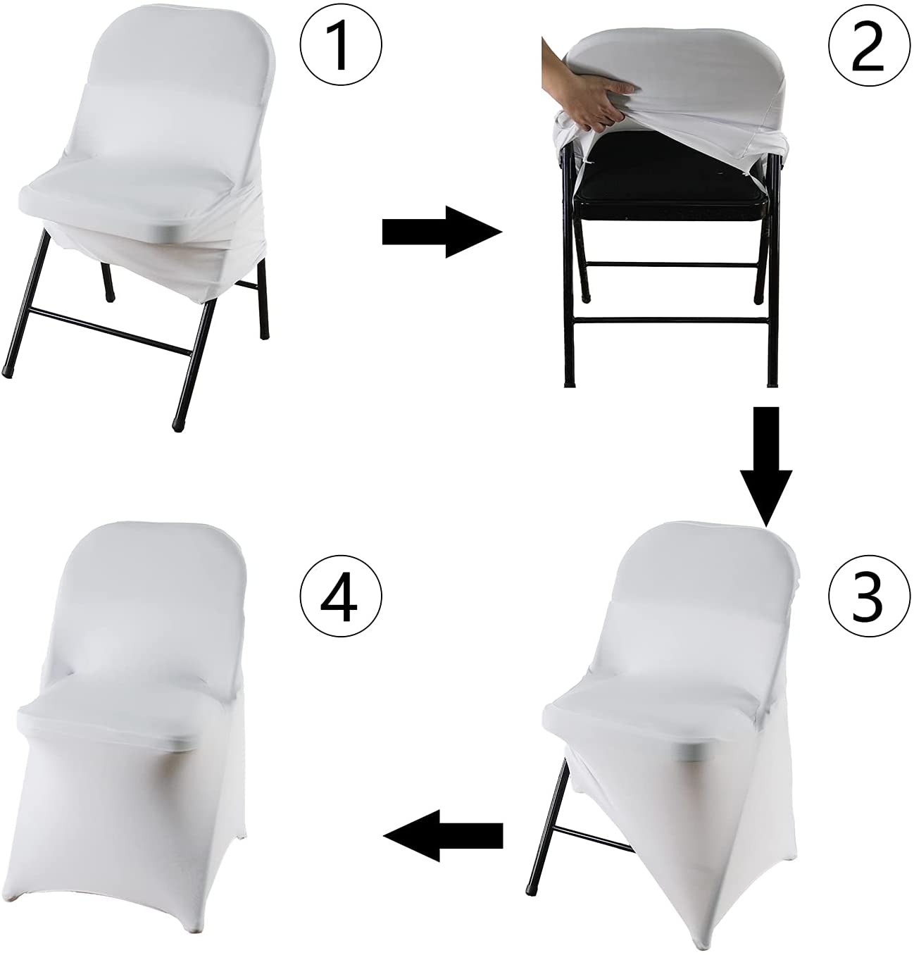 Black White Universal Stretch Chair Slipcovers 1pcs Plain Spandex Polyester Cover Folding Chair Protector Living Weddings Beach