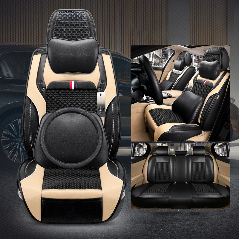 Pu Leather Front Car Seat Covers Full Set for for Single Color Universal