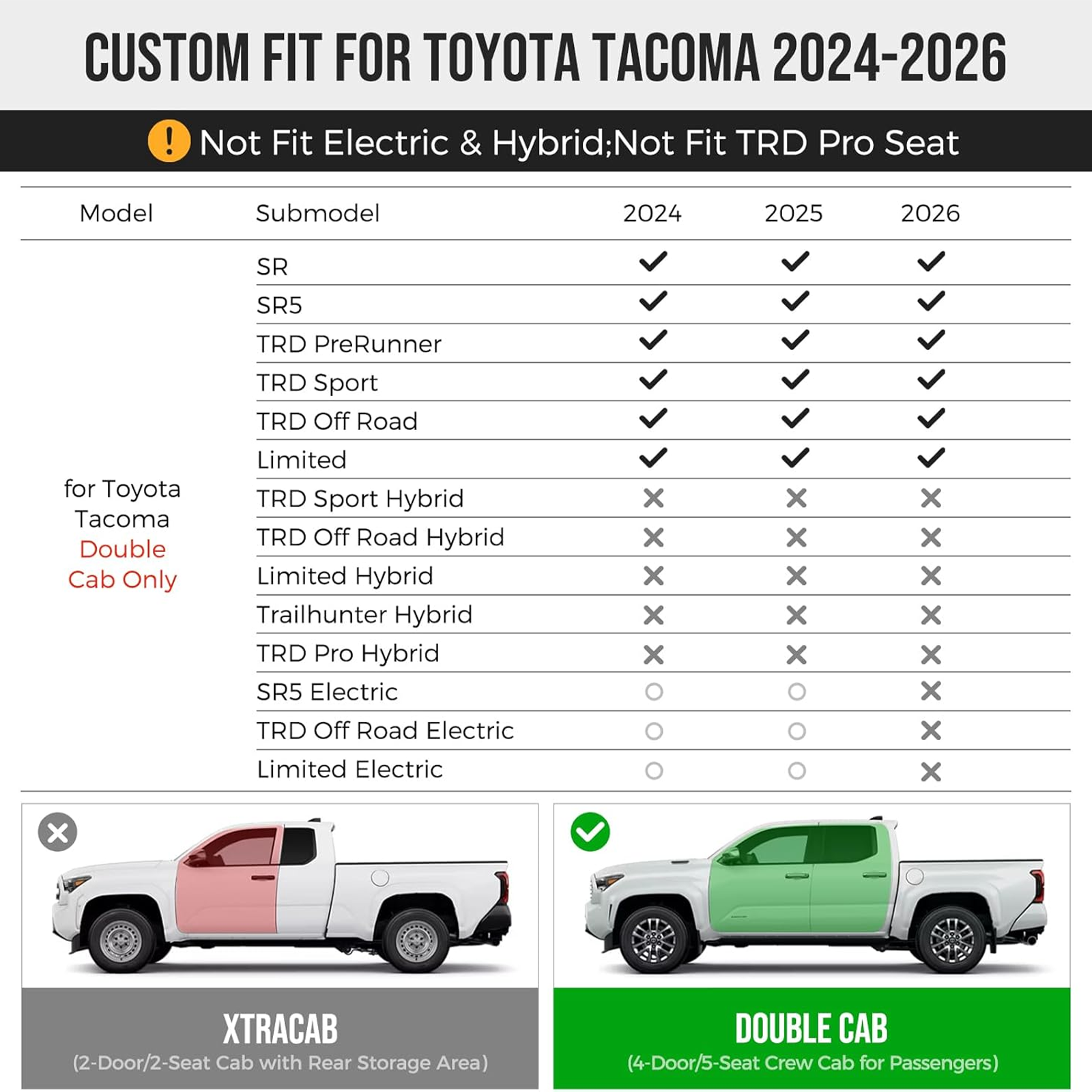 Car Seat Protector Van Seat Cover Toyota Car Seat Covers Waterproof for 2024-2026 4th Gen Tacoma SR5 Limited Truck Sear Covers
