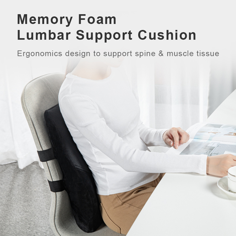 Mesh Cover Double Adjustable Strap Lumbar Support Cushion for Office Chair Back Support Cushion for Car Computer Recliner Memory