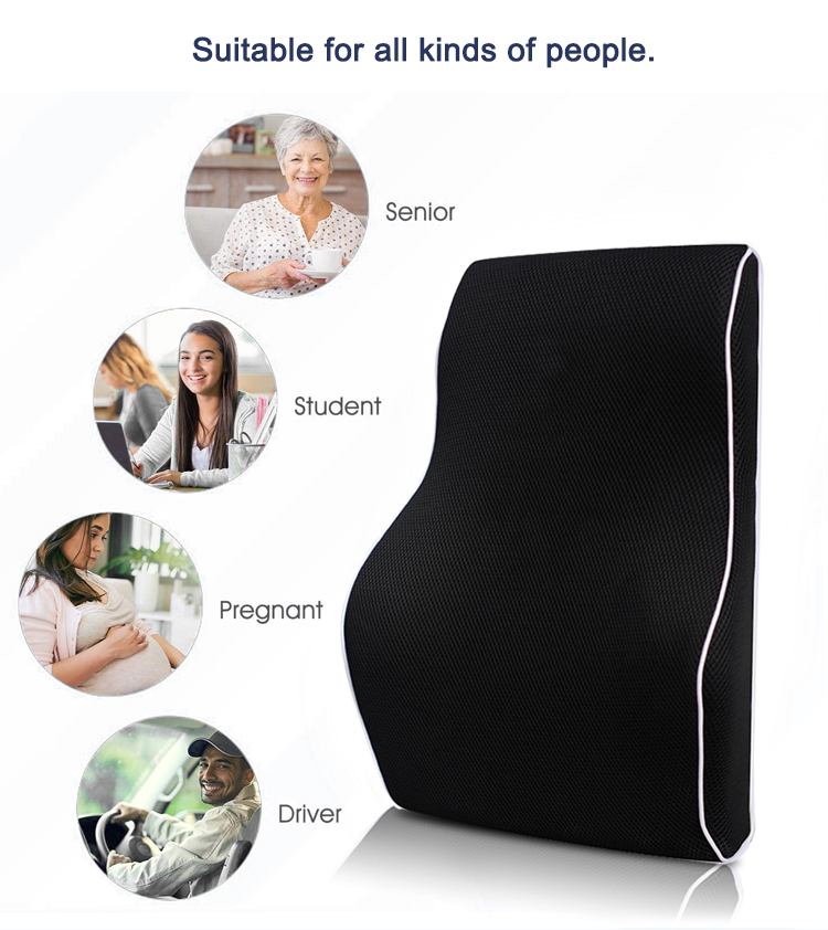 Car Back Support Pillow Chair Cooling Gel Memory Foam Lumbar Pillow