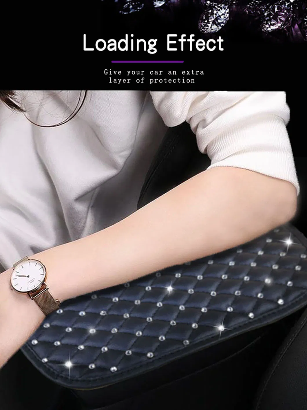 Customizable Leather Car Armrest Cushion with Embroidery Design