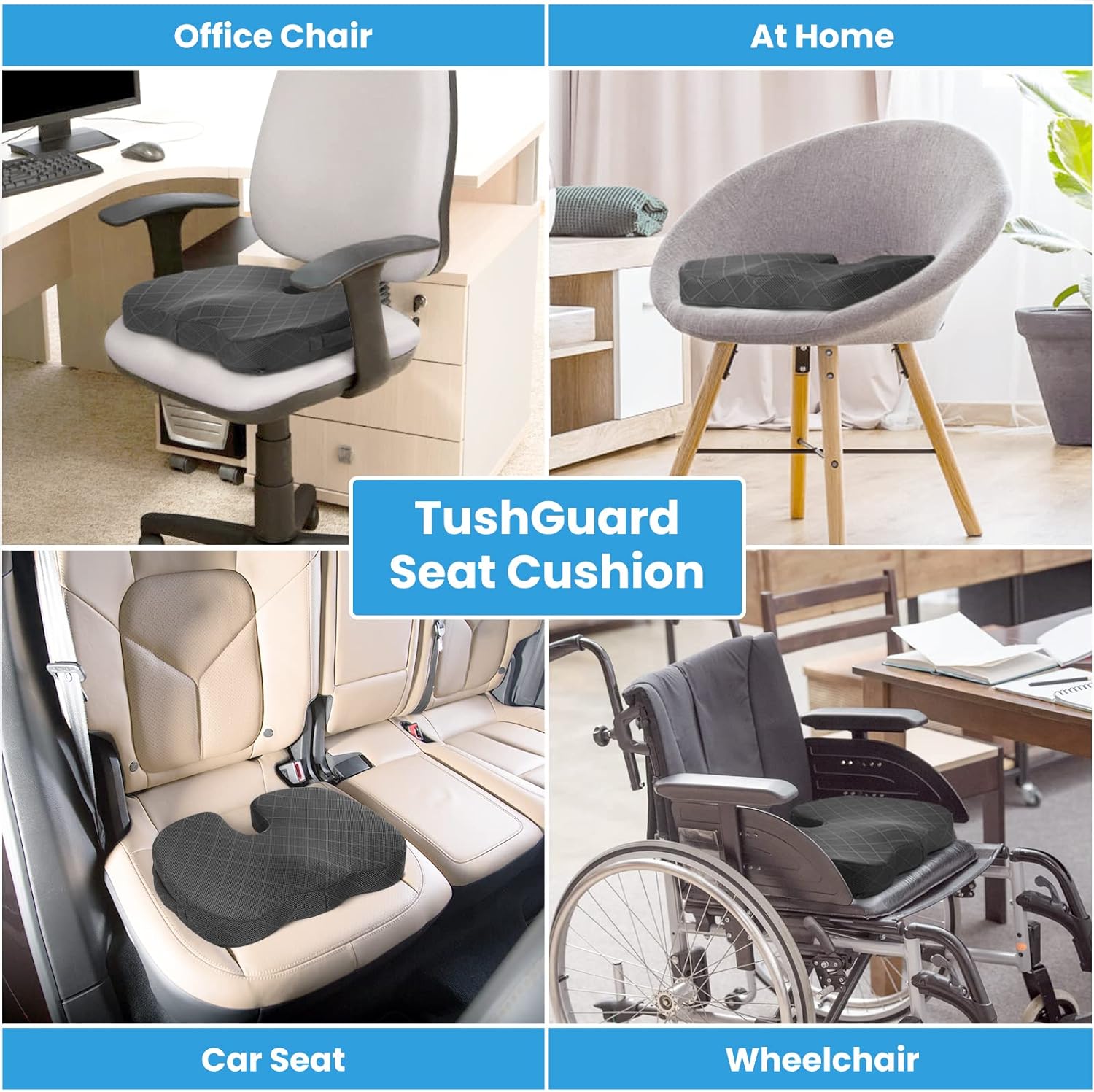 Memory Foam Seat Cushion for Sciatica Relief in Office and Car Seats