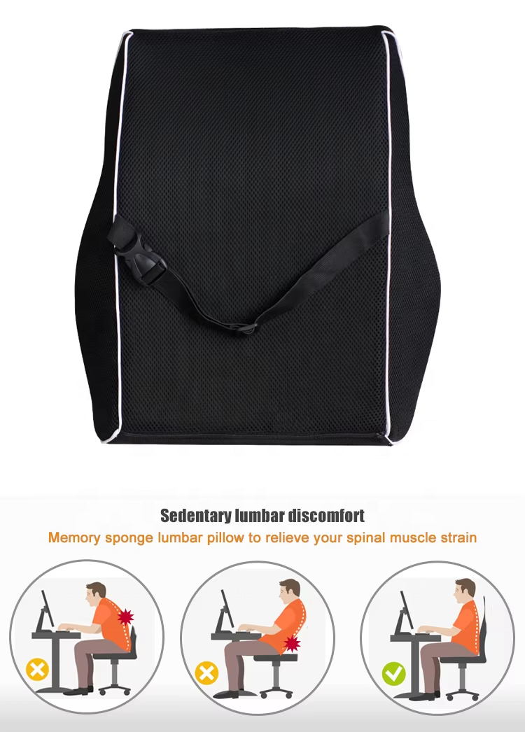 JYM Car Back Support Pillow Chair Cooling Gel Memory Foam Lumbar Pillow Back Support Car Seat for Lower Back Pain Relief