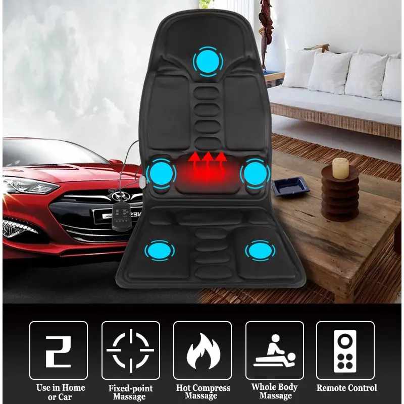 Vibration Back Massager With Heat Massage Seat Cushion With 8 Vibrating Modes3 Heat Levels Massage Chair Pad