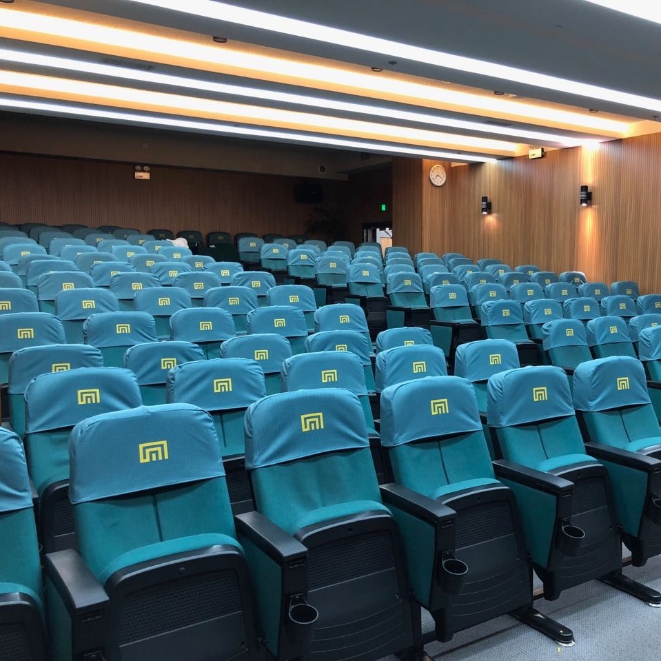 Custom logo Seat Cover School Meeting Rooms, Stadiums Cinema Banks Seat Cover Fabric Cover for Church Chair
