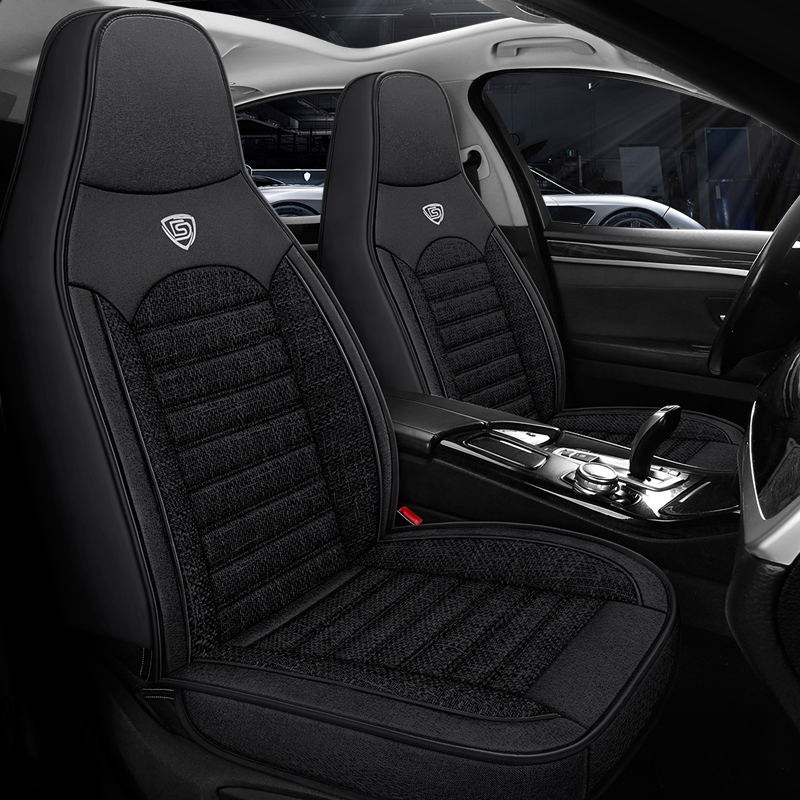 Eco-friendly Luxury Breathable Linen Flax Universal Size Car Seat Covers Full Set for Accord Civic CR-V &amp; VW Golf Passat