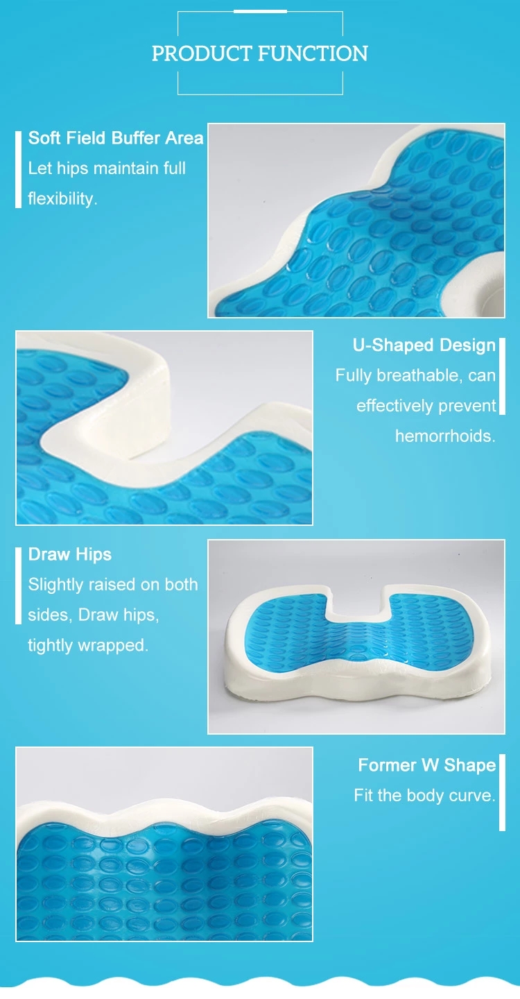 Factory Supply High Density Memory Foam Gel Seat Cushion Orthopedic U Shape Gel Butt Pillow Cooling Chair Seat Cushion