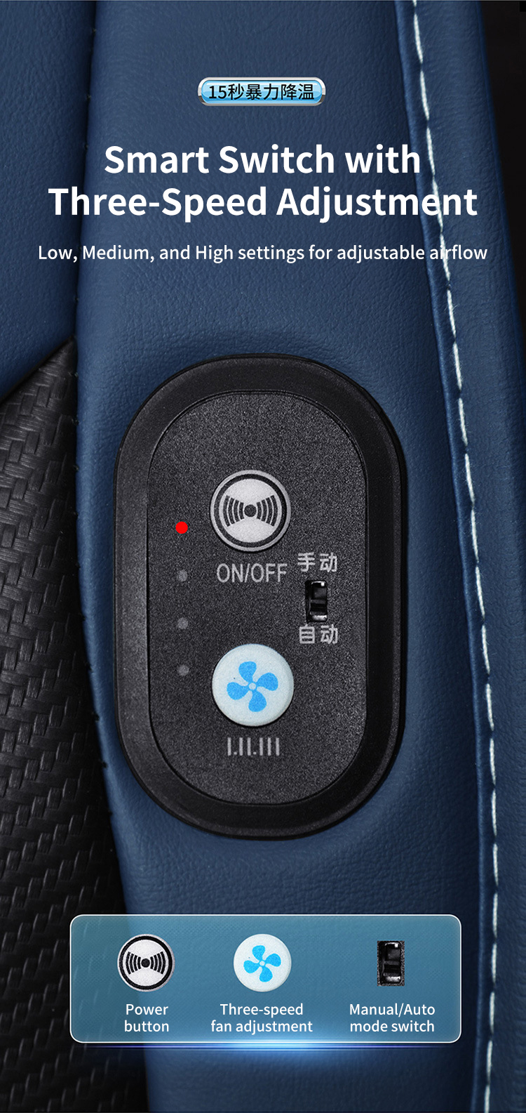 Anjuny 10-Fan Ventilated Car Seat Cover - Premium Cooling Pad for Summer, Active Airflow Cushion &amp; Interior Decor