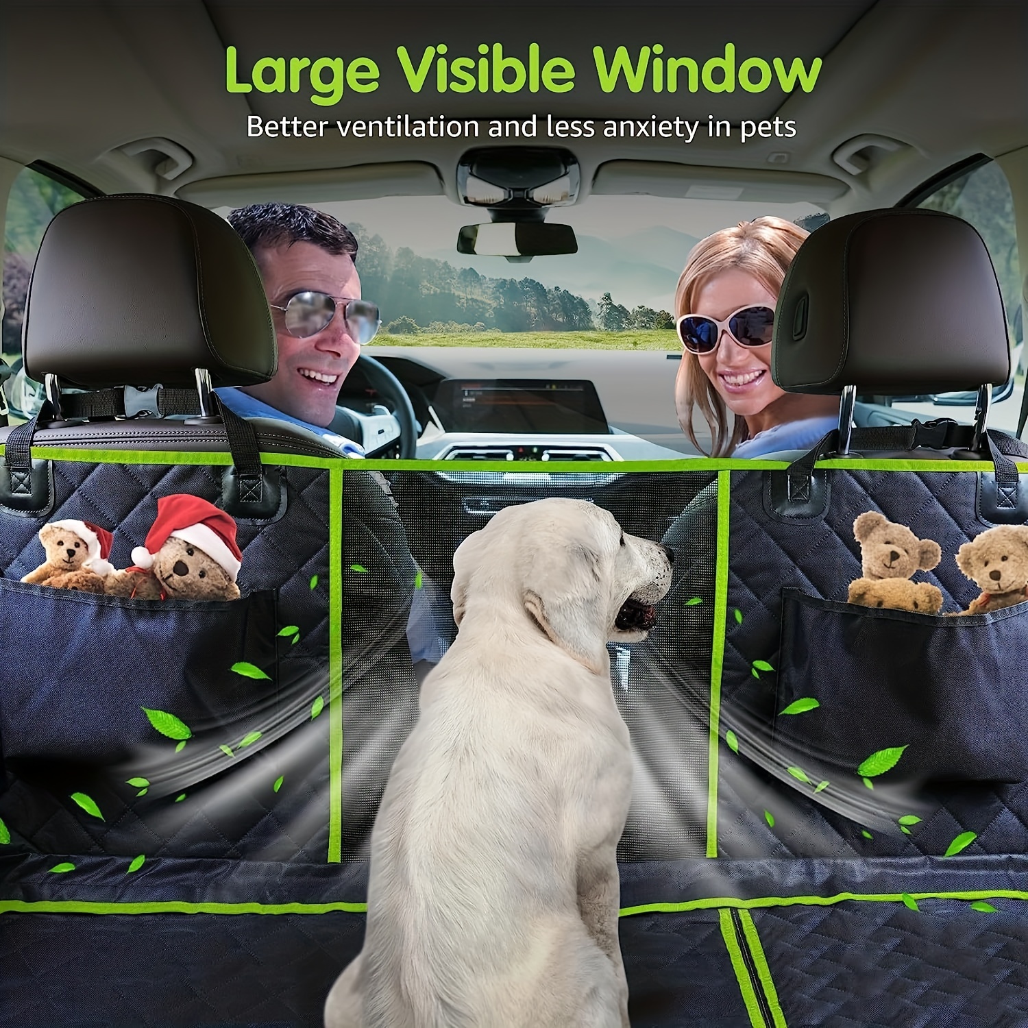 100% Waterproof Non-Slip 6-in-1 Dog Car Seat Cover Upgraded Oxford Protector for Car Back Seat Window Mesh Nonslip Design