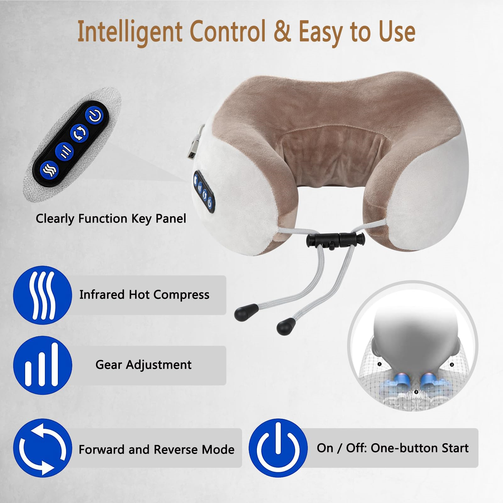 Electric Neck Massager U Shaped Pillow Multifunctional Portable Shoulder Cervical Massager Travel Home Car Relax Massage Pillow
