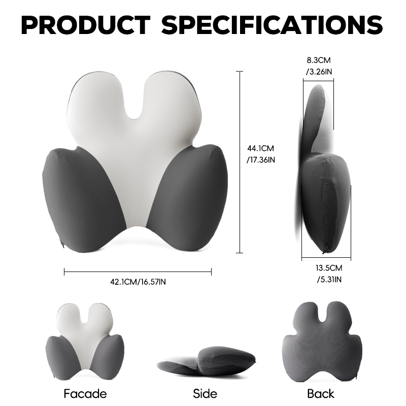 Comfort Portable Pain Relief Orthopedic Memory Foam Lumbar Cushion Ergonomic Back Support Cushion for Office Chair