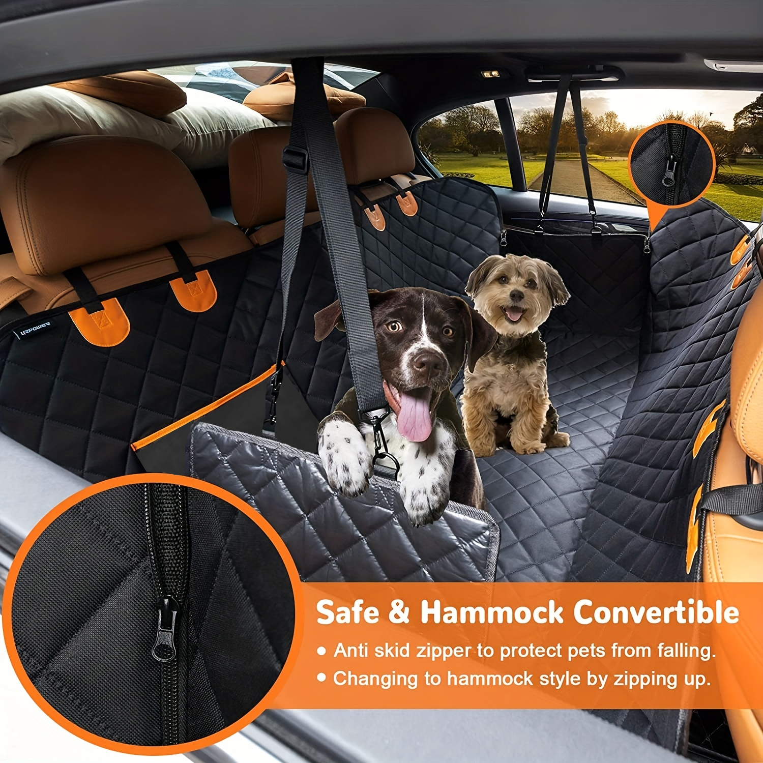 Waterproof Large Pocket Pet Seat Cover Hammock 600D Heavy Duty Oxford Scratch Proof Durable Soft Pet Back Seat Covers for Cars