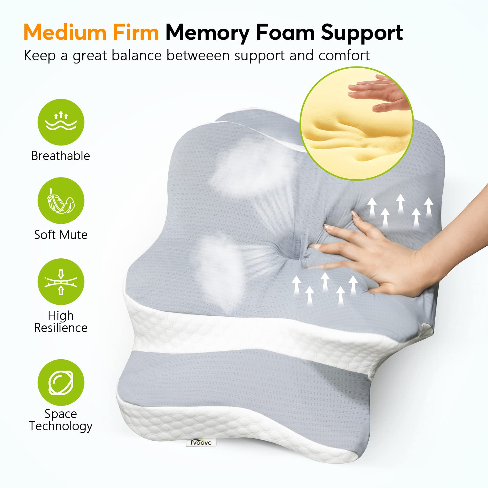 Custom LOGO Classic Bed Cervical Orthopedic Neck Rest Memory Foam Pillow Orthopedic Coccyx Contour Pillow