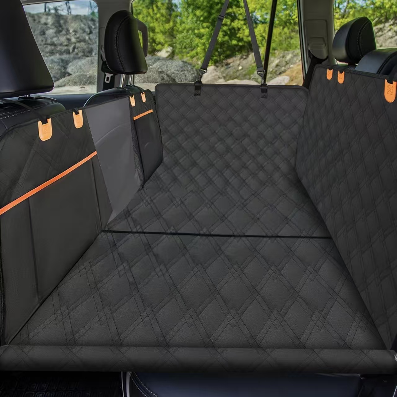 Waterproof 600D Oxford Fabric Foldable Dog Seat Cover for Pets Cats Small Animals Solid Black Luxury Car Rear Back Seat