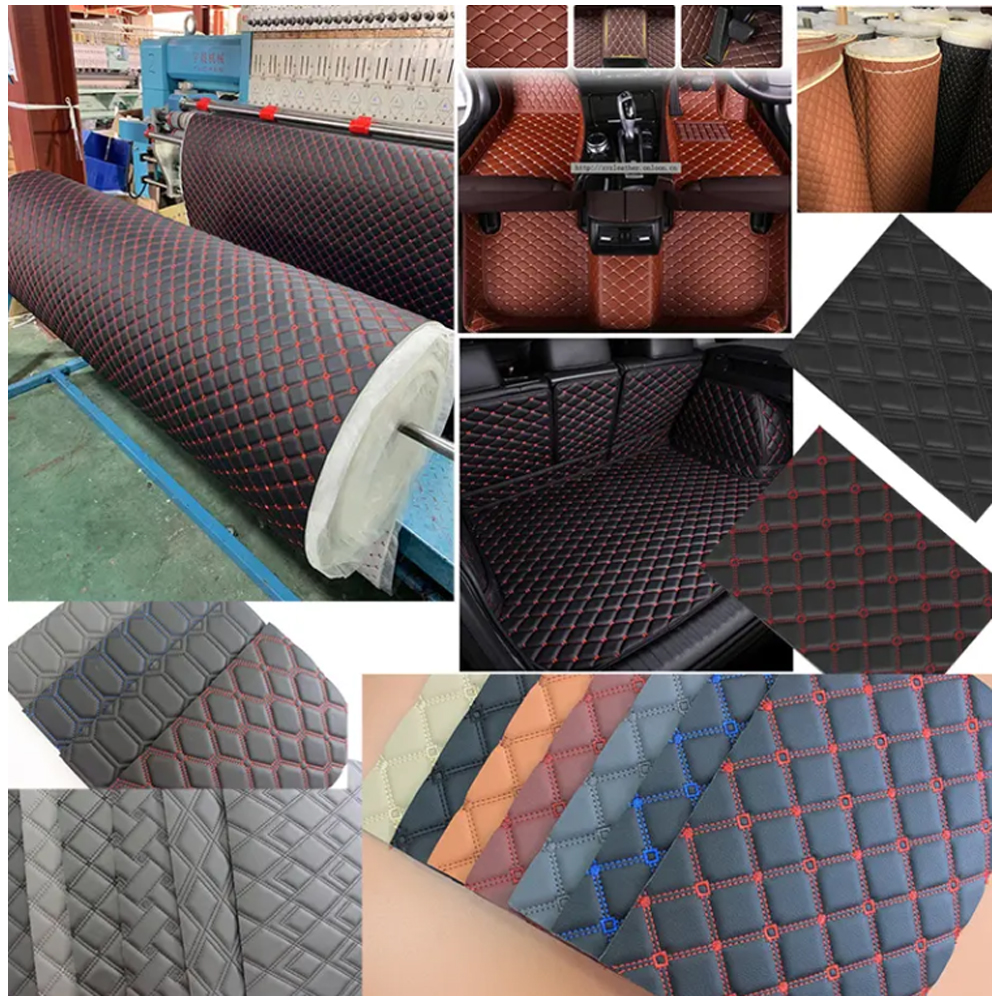 Dimensional/3D Customize Thickness And Density PVC Faux Leather And Sponge With Embroidery Design For Car Seat Covers