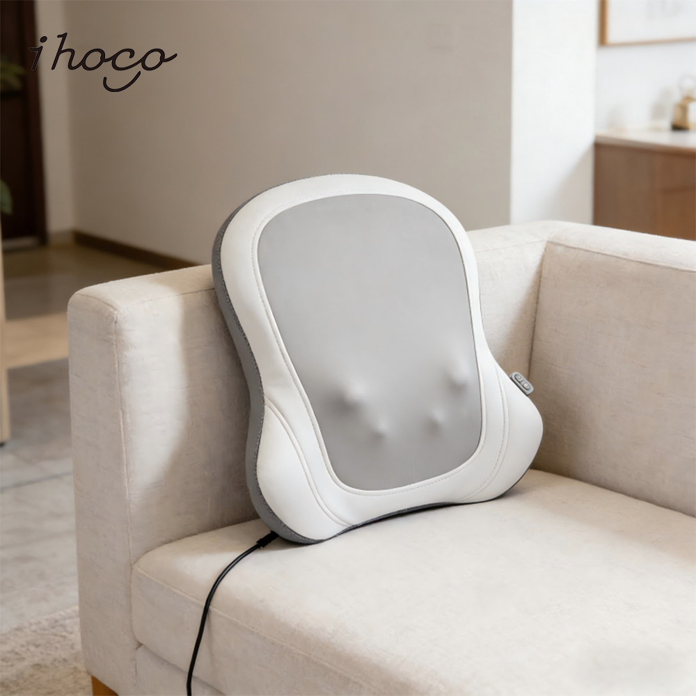 Thin Back Massage Cushion with Heat, Portable Lumbar Support Massager for Office Chair and Car Seat