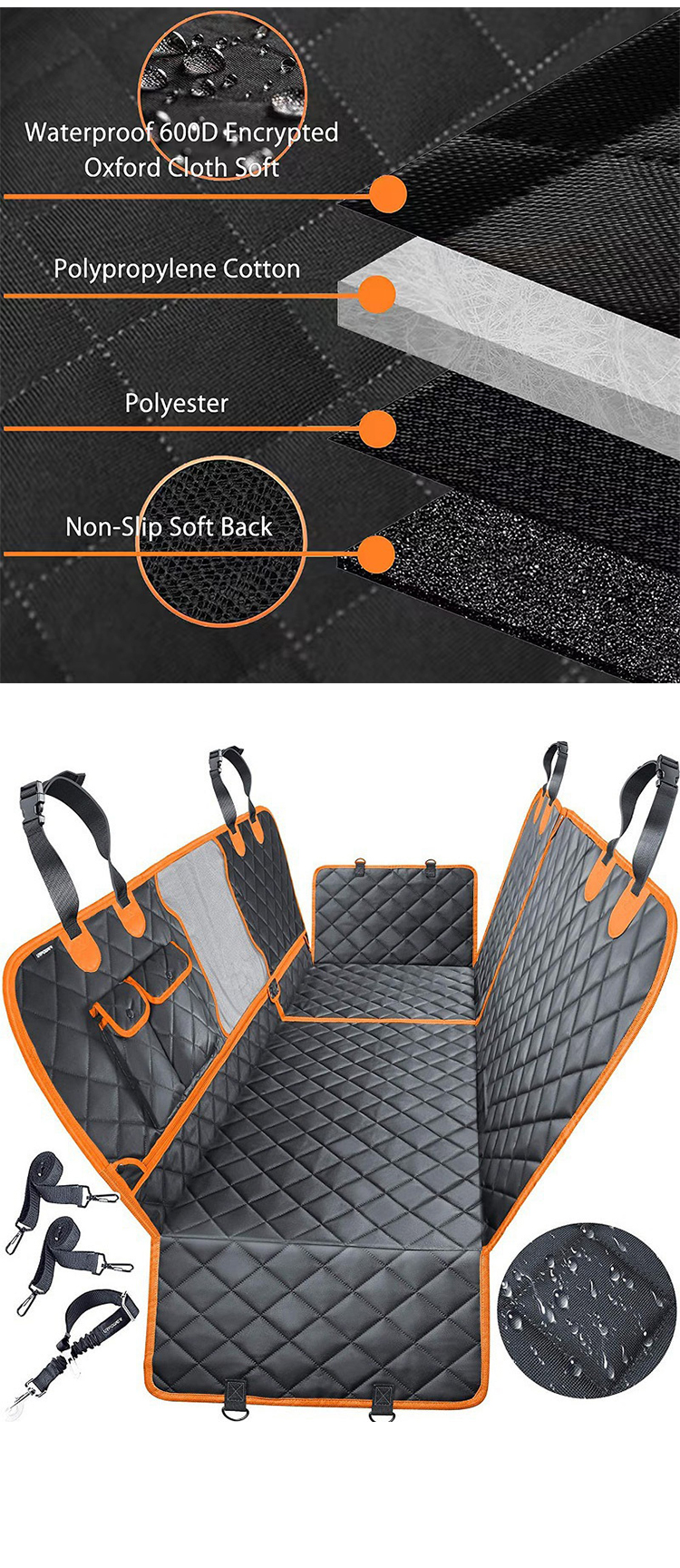 Waterproof Quilt Pet Car Seat Cover Detail 5