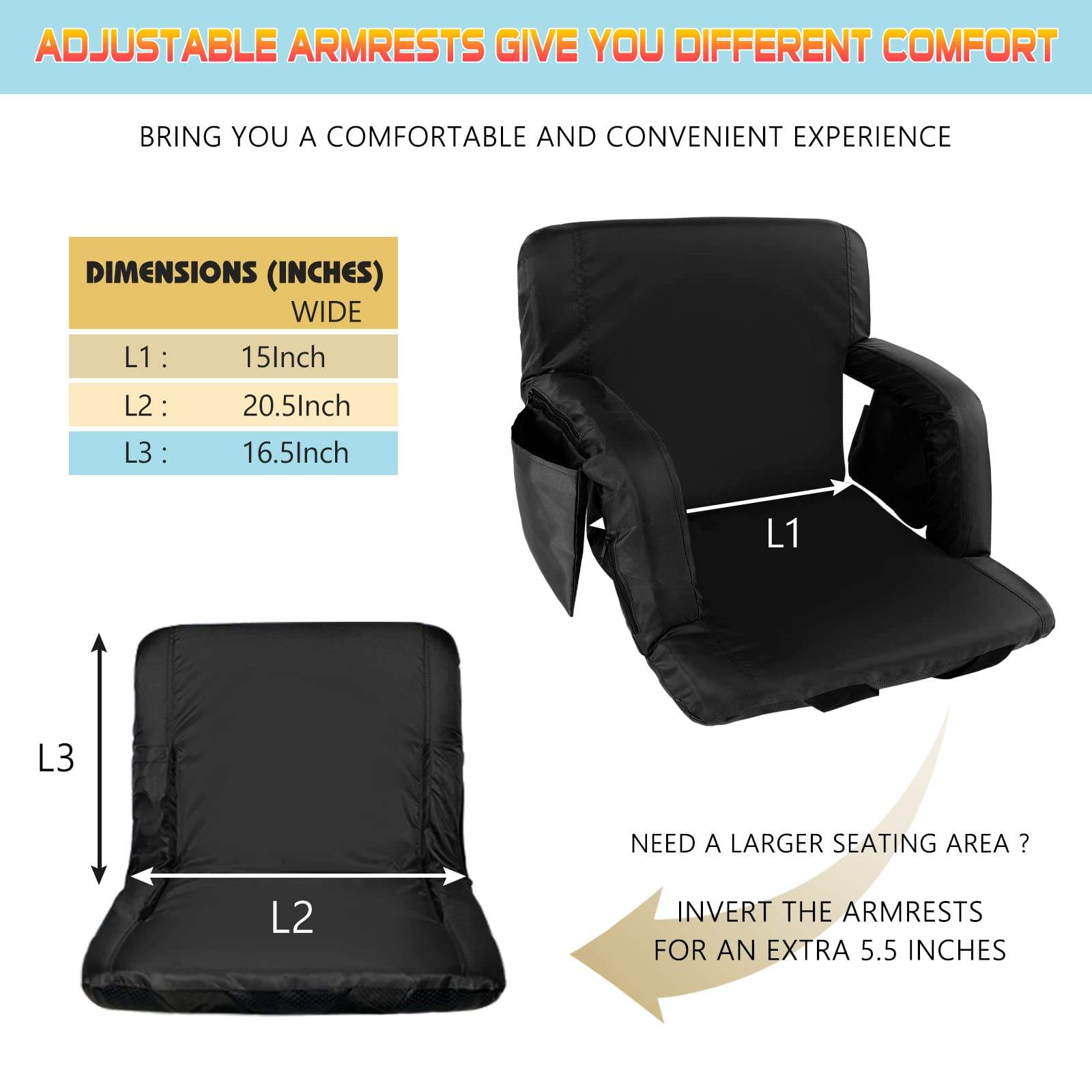 Outdoor Camping 7.4V USB Graphene Waterproof Electric Chair Heated Pad Heated Seat Cushion for Stadium Bleacher