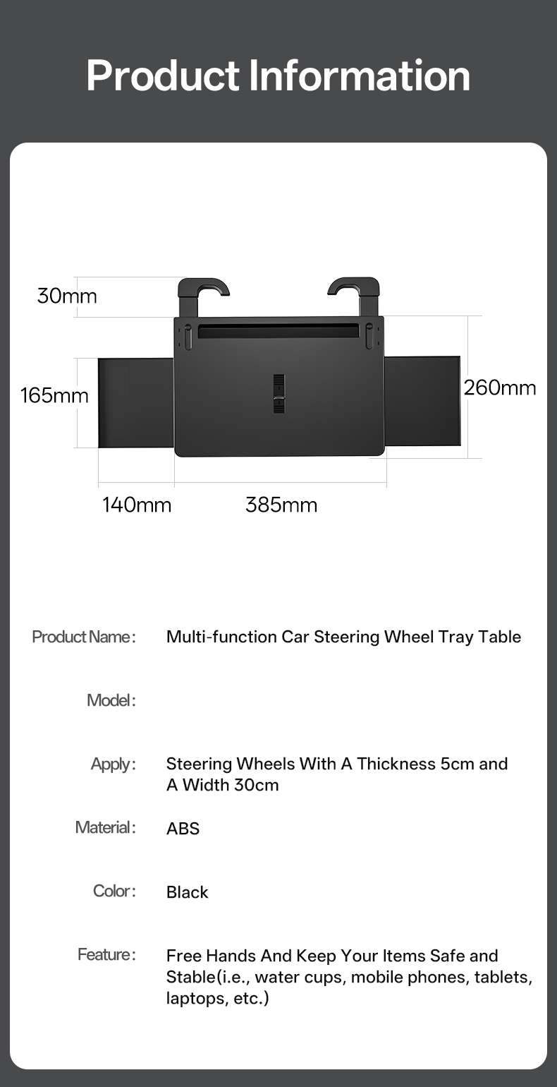 Car Tray Table Dimensions
