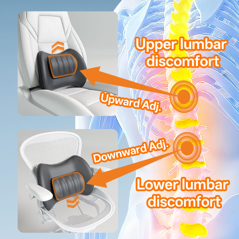 Orthopedic Lumbar Support Cushion Memory Foam Waist Reading Pillow Seat Back Cushion for Car Chair Home Office