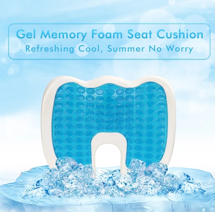 Factory Supply High Density Memory Foam Gel Seat Cushion Orthopedic U Shape Gel Butt Pillow Cooling Chair Seat Cushion