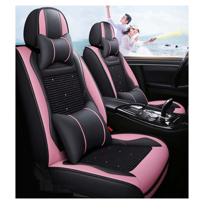 Car Protector Luxury Car Leather Ice Silk Breathable Seat Cushion Cartoon Seat Covers Full Set Universal Fit for Car