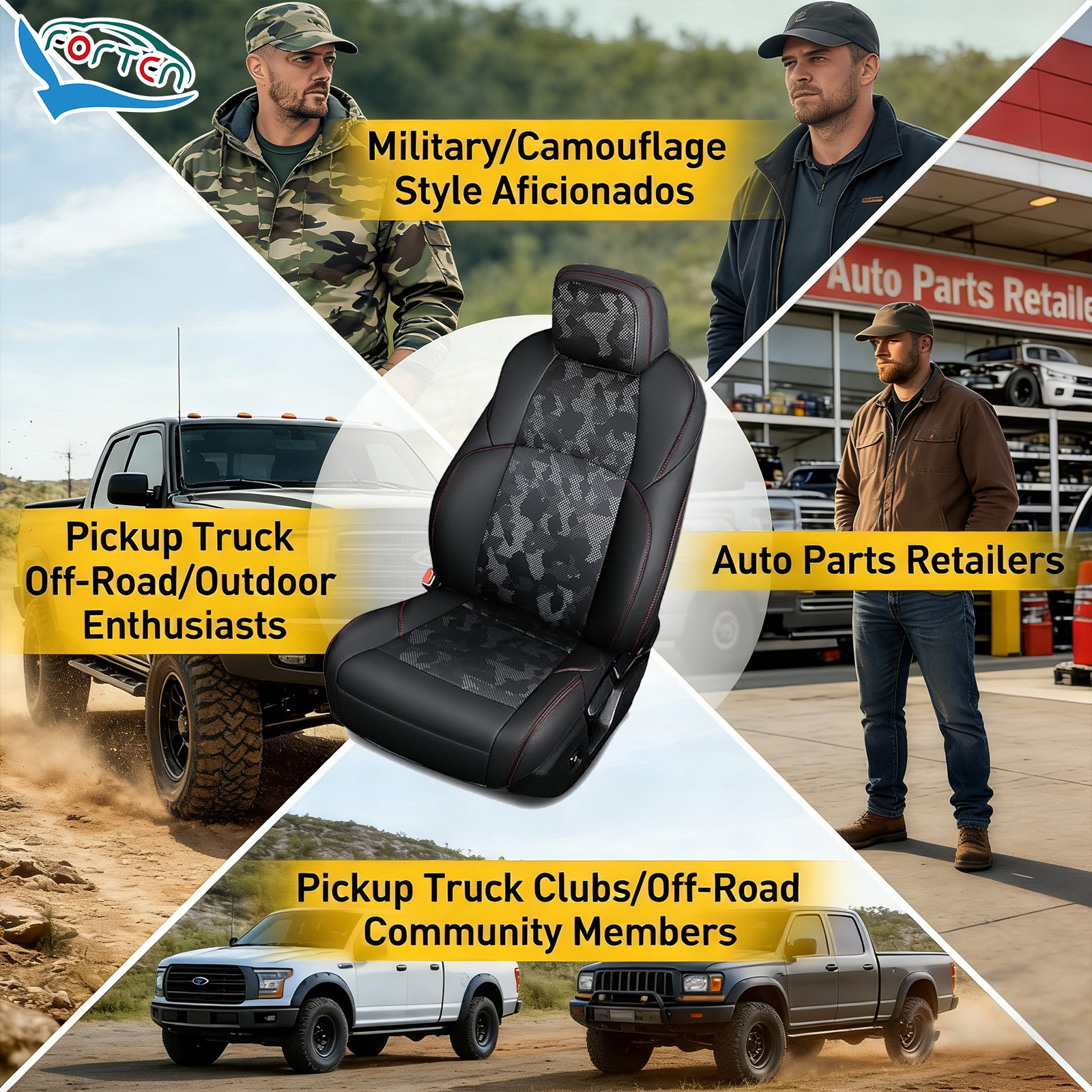 Luxury TRD Pro Camo Car Mods Seat Covers Wholesale Customized Leather Seat Covers for Toyota 3rd Gen Tacoma Modified Car Seats