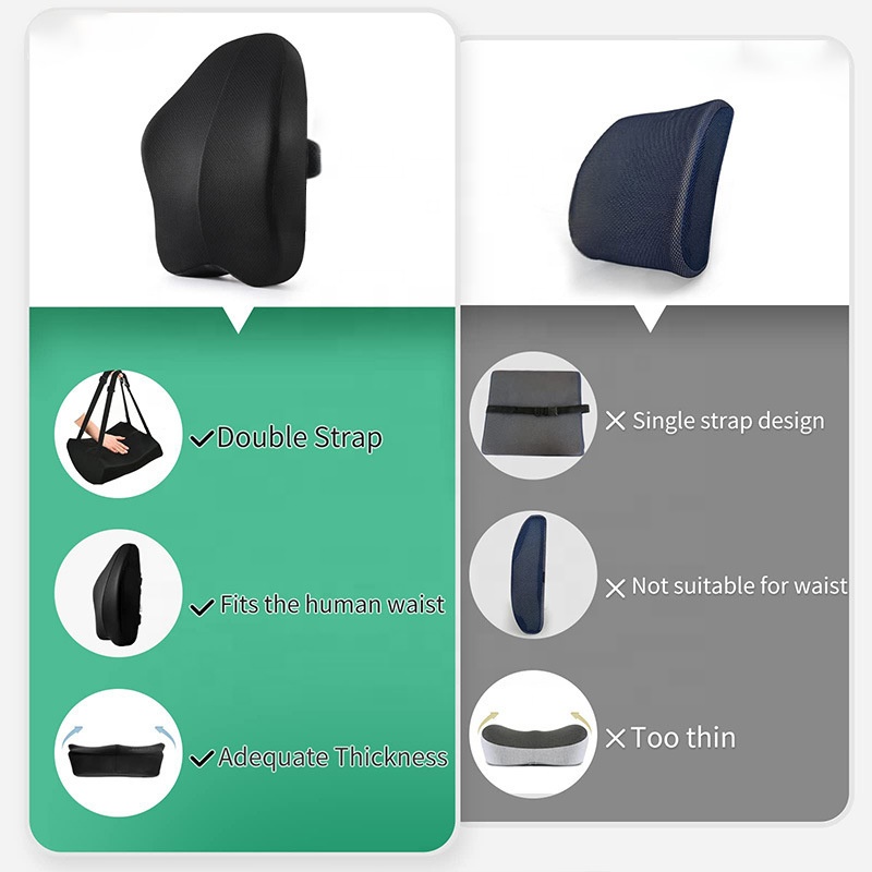 Premium Ergonomic Memory Foam Lumbar Support Pillow Breathable 3D Mesh Backrest Office Chair Car Orthopedic Cushion Sciatic Back