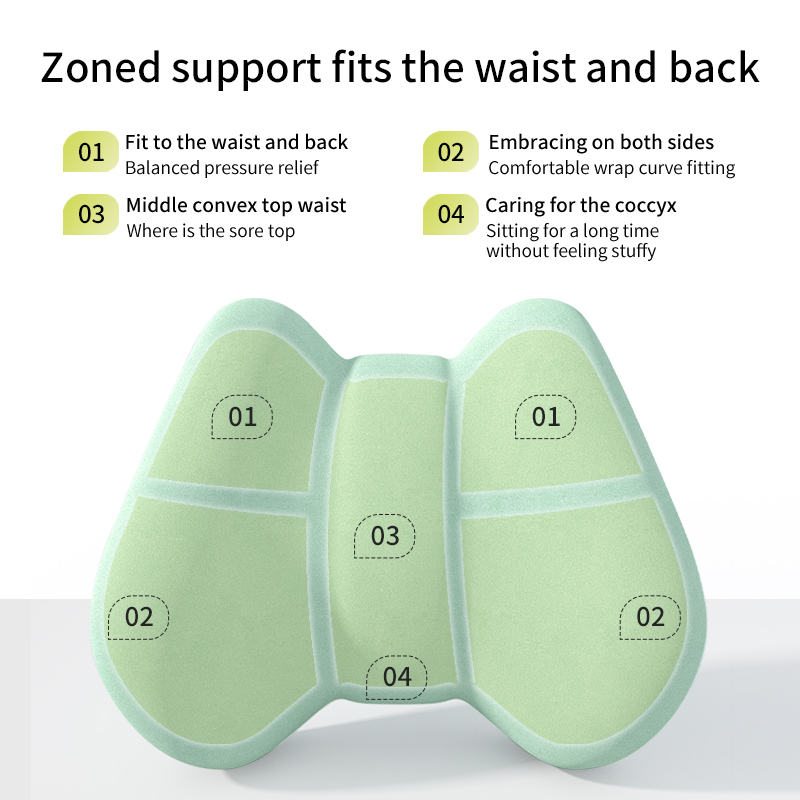 No MOQ Breathable Memory Foam Arch Lumbar Support Pillow Knitted Back Seat Car Cushion with Removable &amp; Washable Cover