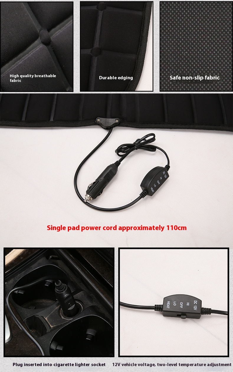 Universal 12V Car Electric Heating Seat Cushion Winter Car Heating Cushion Electric Square Seat Pillow for Cars