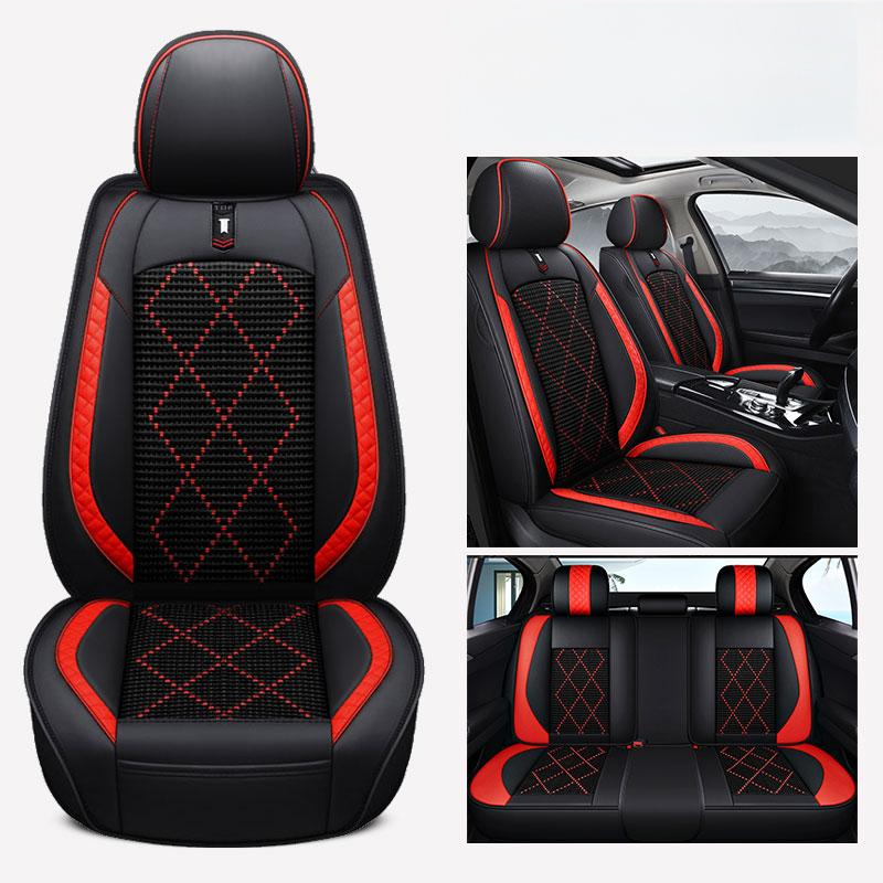 Luxury Diamond Stitched PVC Leather Car Seat Cover Universal Full Set Interior Decorative Protector OEM ODM