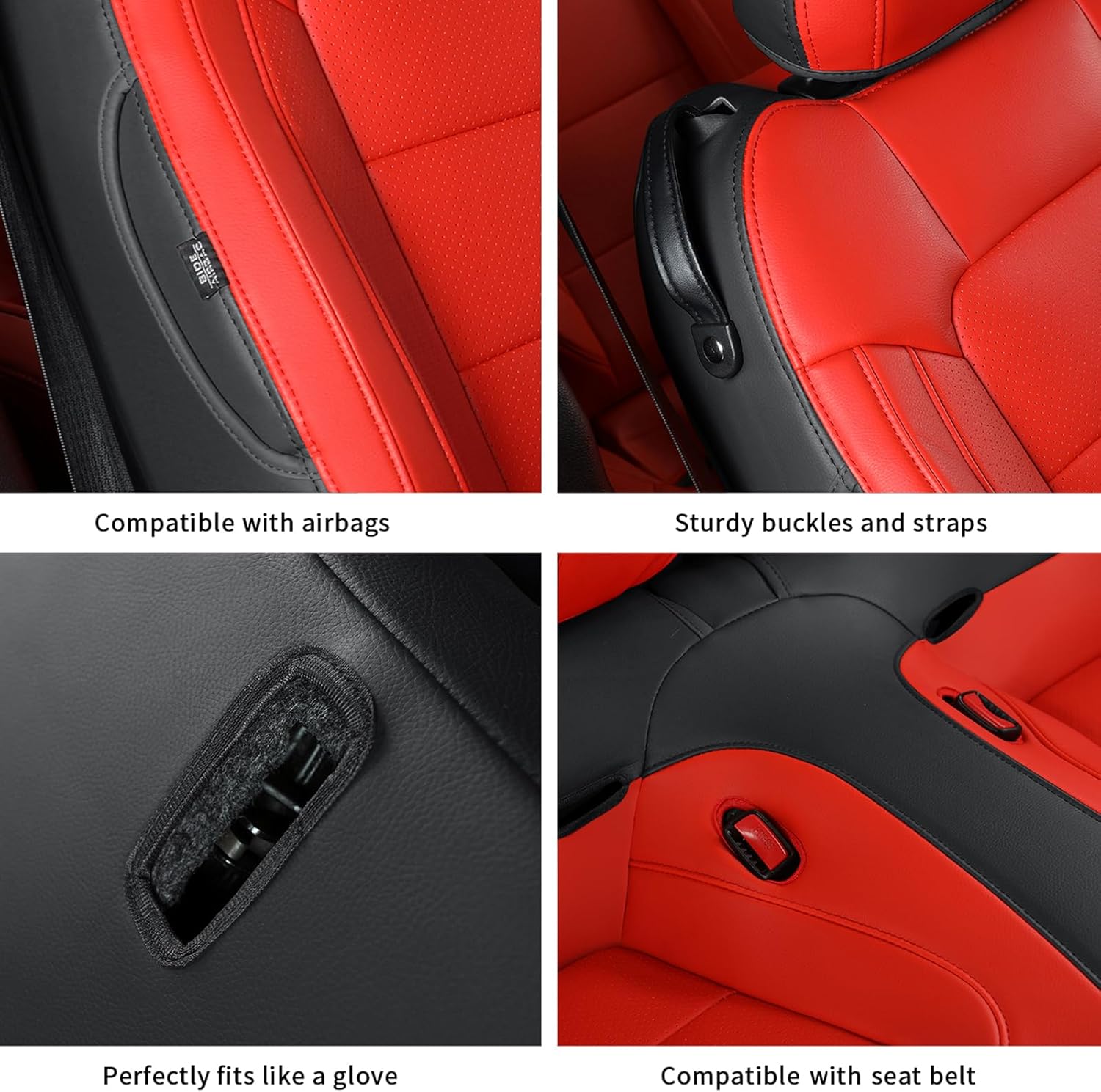 Sedan Car Custom Fit Car Seat Covers for Ford Mustang 2015-2024 Leather Full Set Five Seats Protector Napa Leather