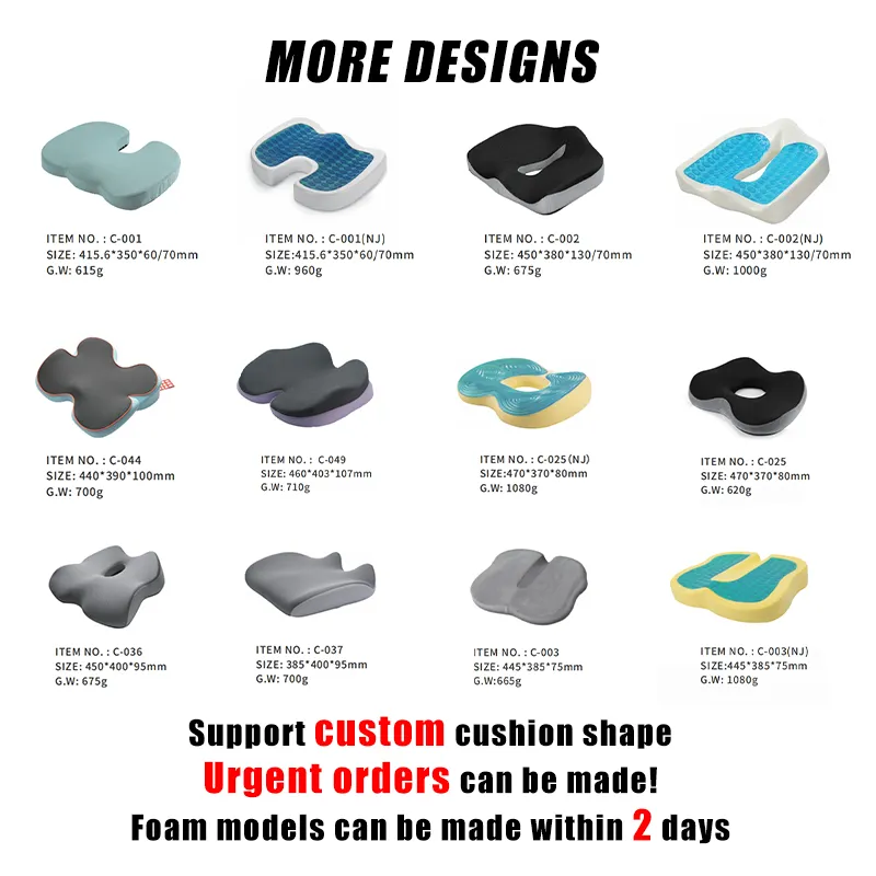 HNOS AMZ Hot Selling Customization Orthopedic Comfort Office Chair Gel Seat Cushions Cooling Ergonomic Gel Seat Cushion for Car