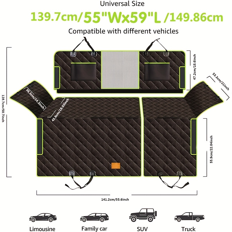 100% Waterproof Non-Slip 6-in-1 Dog Car Seat Cover Upgraded Oxford Protector for Car Back Seat Window Mesh Nonslip Design