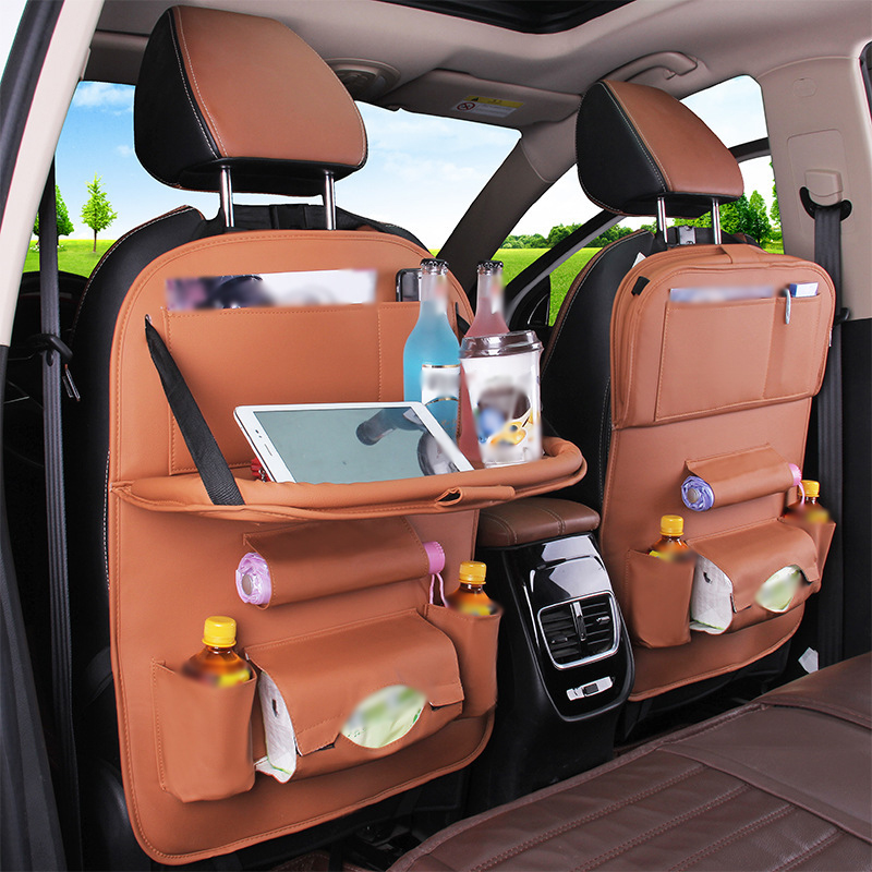 QEEPEI Custom LOGO Auto Car Back Seat Organizer With Foldable Dining
