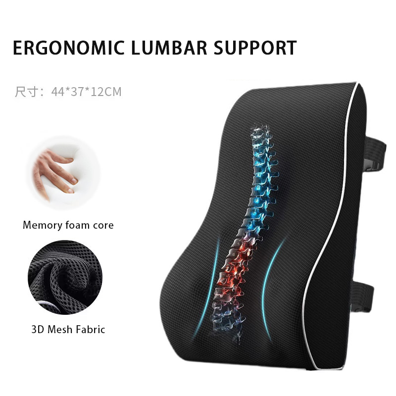 JYM Hot Sale Memory Foam Lumbar Back Support Pillow Air Mesh For Car Helps Relieve Pain