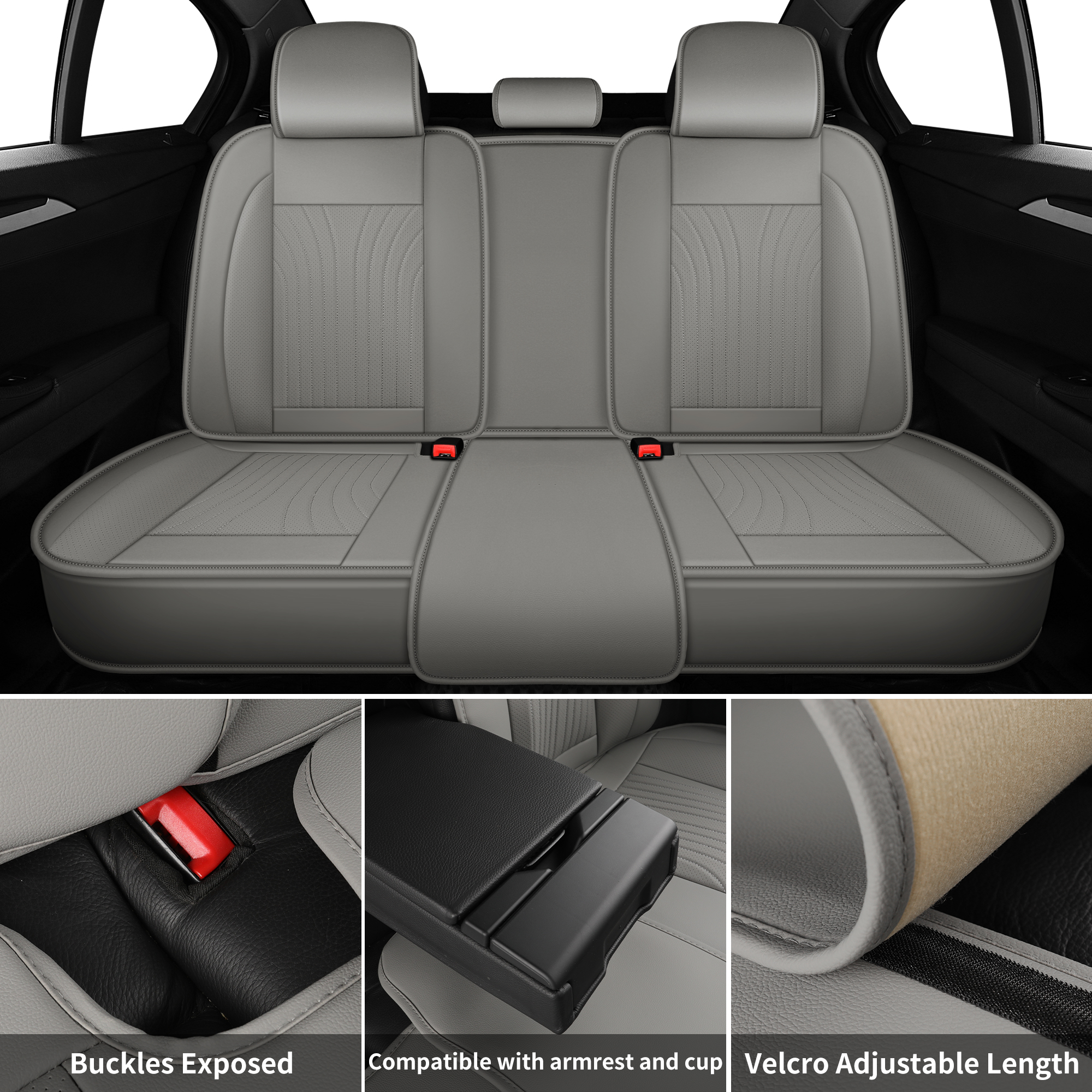 YUHCS Leather Car Seat Covers, Car Seat Covers Full Set, Breathable Automotive Seat Covers for Cars SUV Pickup Truck