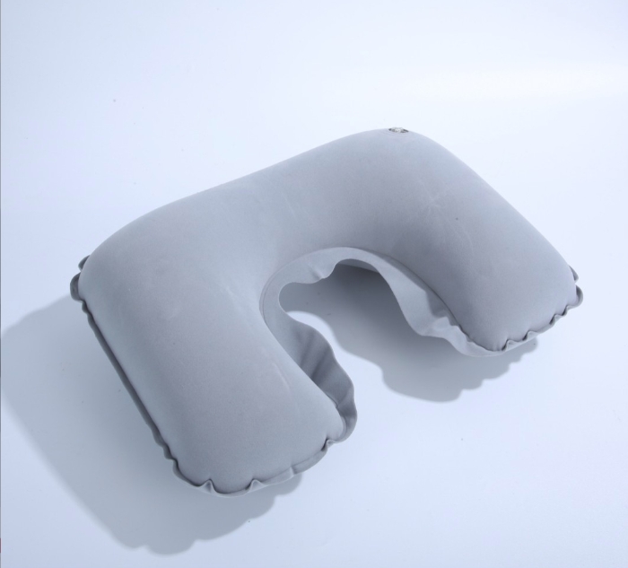 Air Inflatable U-shaped Flocking Soft Rest Pillow Neck Car Headrest Air Cushion Pillow Necessary for Sleeping Travel Airplane