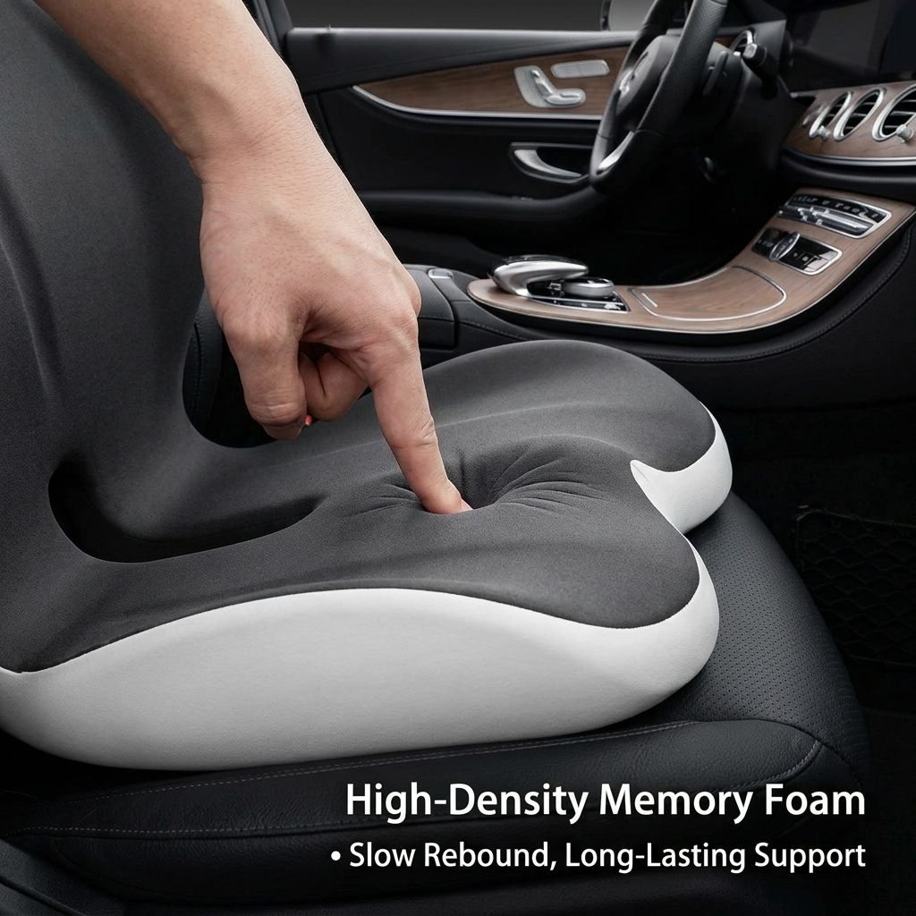 Ergonomic 2-in-1 Memory Foam Car Seat Cushion &amp; Lumbar Support Pillow For Lower Back Pain Relief, Washable Coccyx Pad OEM ODM