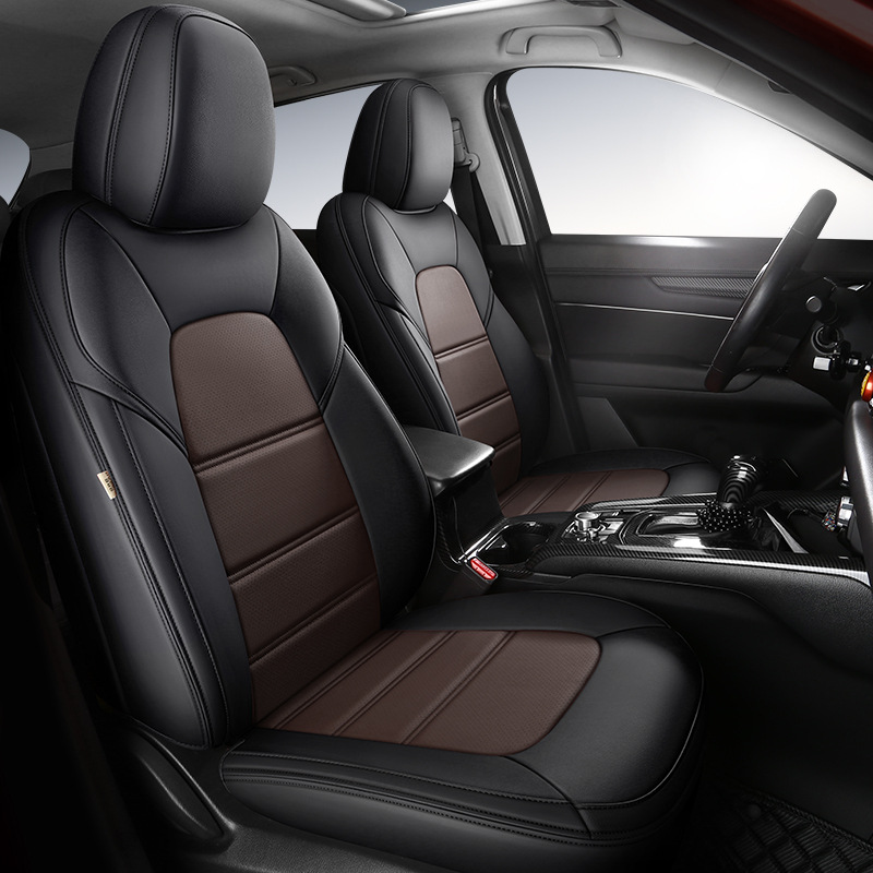 Modern All Season Auto Seat Cover Full Set Durable Breathable Black Five Seat Leather Car Seat Cover