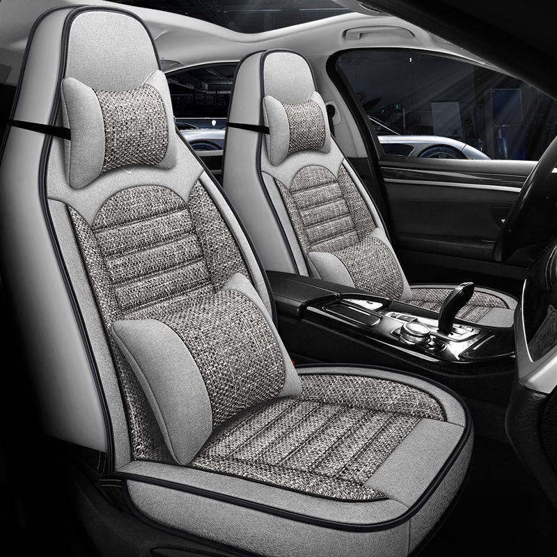 Eco-friendly Luxury Breathable Linen Flax Universal Size Car Seat Covers Full Set for Accord Civic CR-V &amp; VW Golf Passat