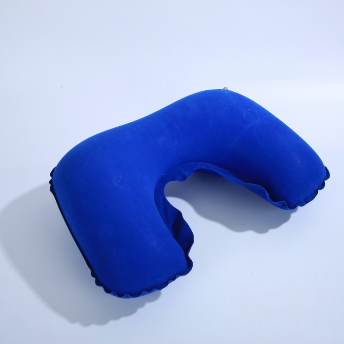 Air Inflatable U-shaped Flocking Soft Rest Pillow Neck Car Headrest Air Cushion Pillow Necessary for Sleeping Travel Airplane