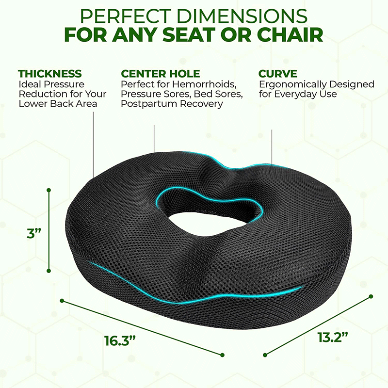 High Rebound Comfort Doughnut Cushion Foam and Gel Ring Cushion Soft Pillow Hemorrhoid Tailbone Seat Cushion for Sitting
