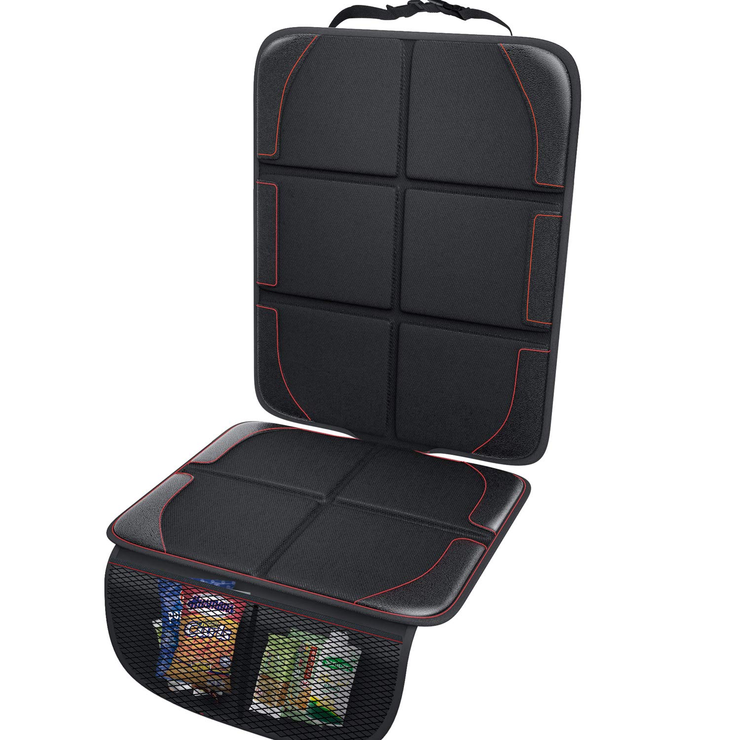 Leather Cushion Car Seat Protector Mat,Waterproof Child Baby Seat Protector with Storage Pockets for SUV, Sedan, Truck