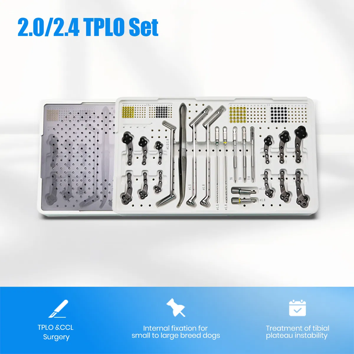 Surgical Orthopedic Instruments 2.0/2.4 Tplo Locking Plate and Screw Veterinary Instrument Set