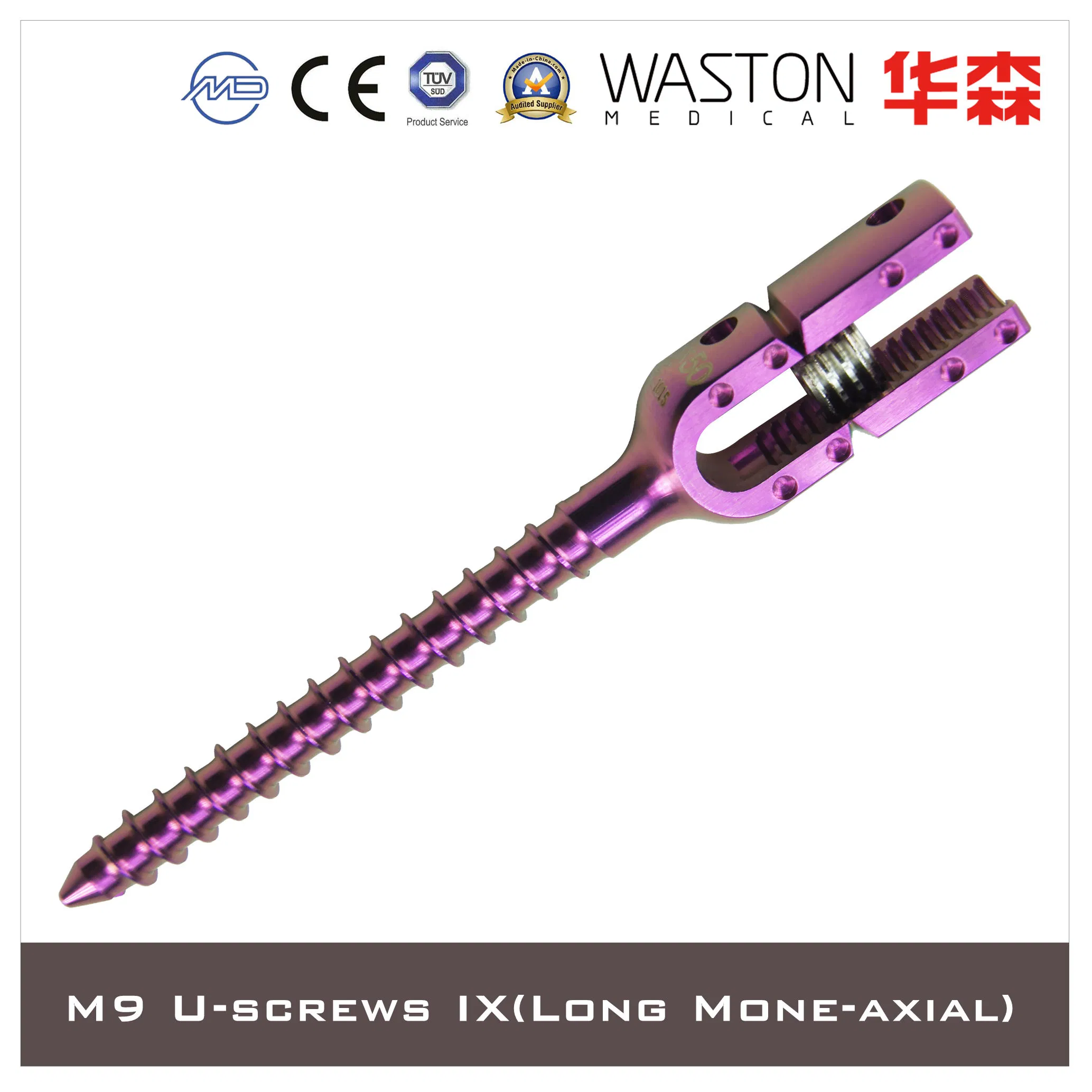 Spine Instruments M9 U-Screw IX (Long Mono-axial) Pedicle Screw, Spine System
