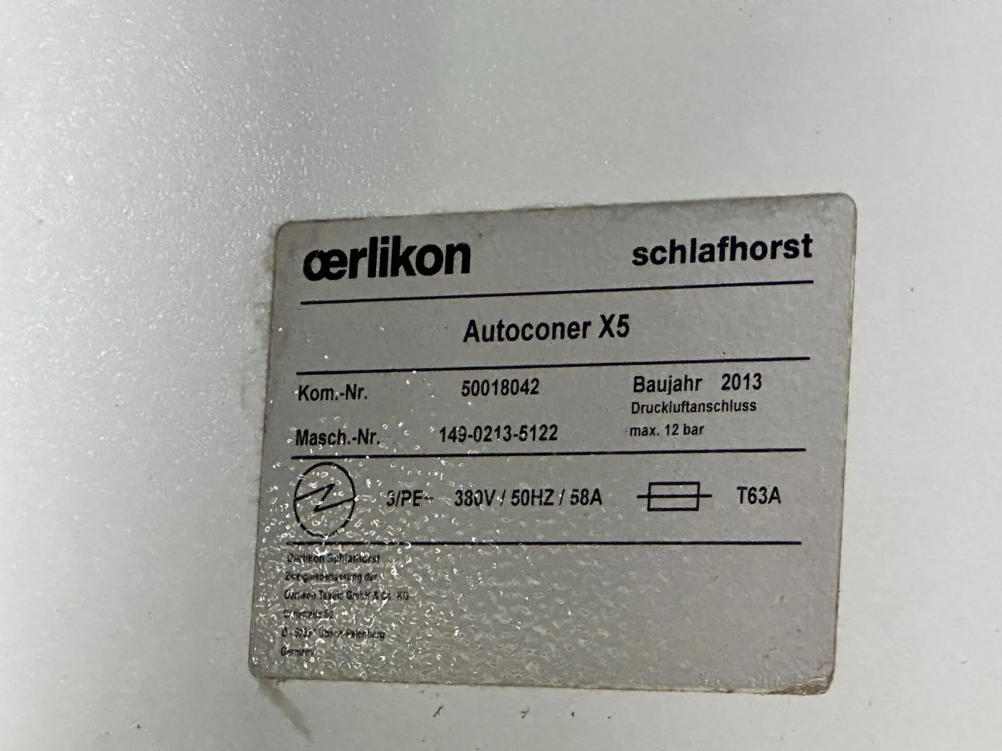 Used Schlafhorst Auto Coner X5 Year 2013 60 Spindles Loepfe Zenit Yarn Clearer Only Worked for 20000 Hours Before Stopped