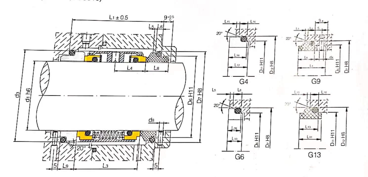 M74D Silicon Carbide Carbon Graphite Fluororubber Corrosion Resistant Pump Mechanical Seal